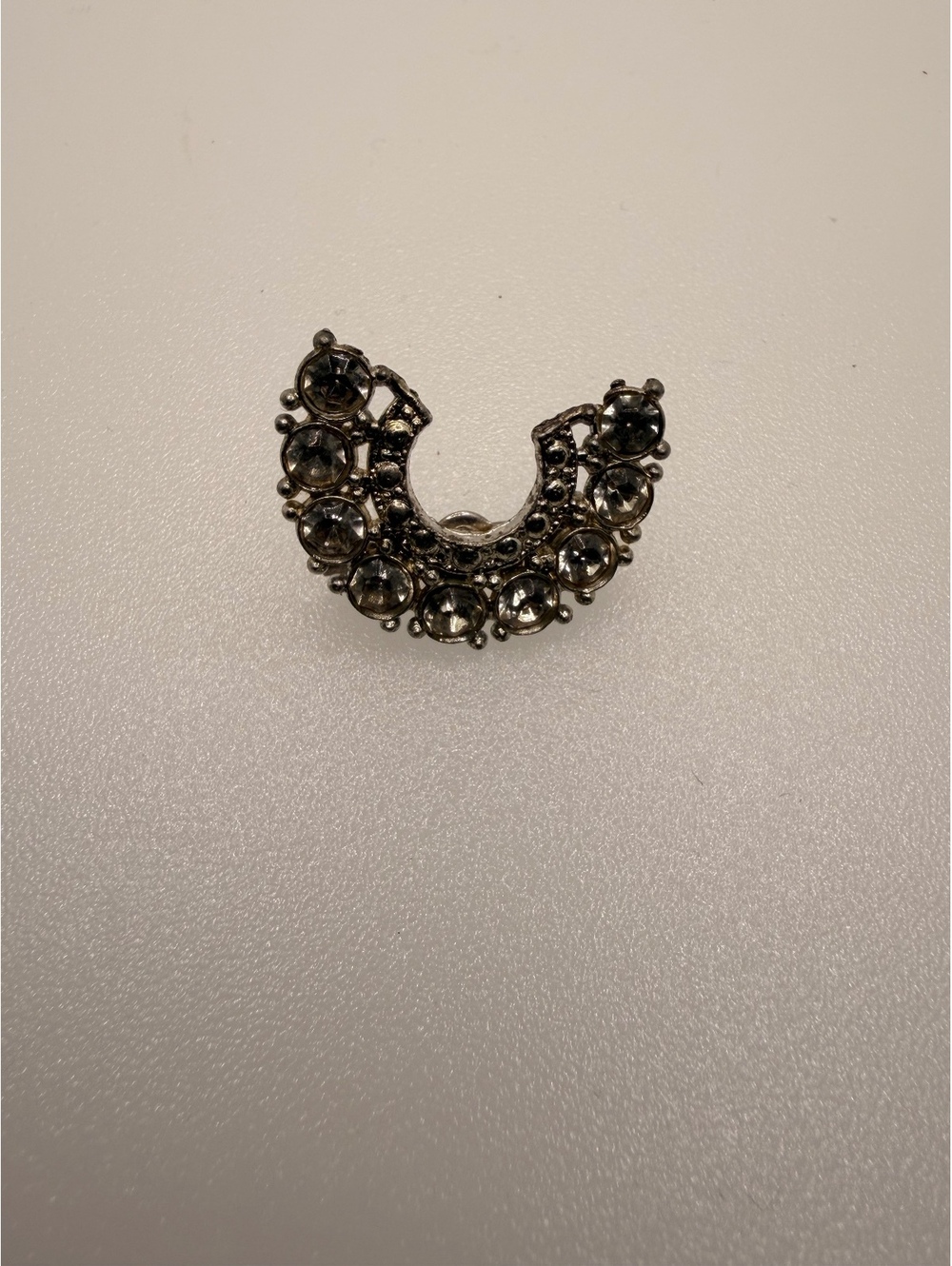 Crescent rhinestone brooch